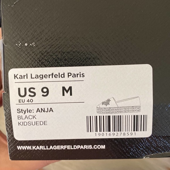 Karl Lagerfeld Paris Anja Espadrille Flats Black 9M - Picture 12 of 12